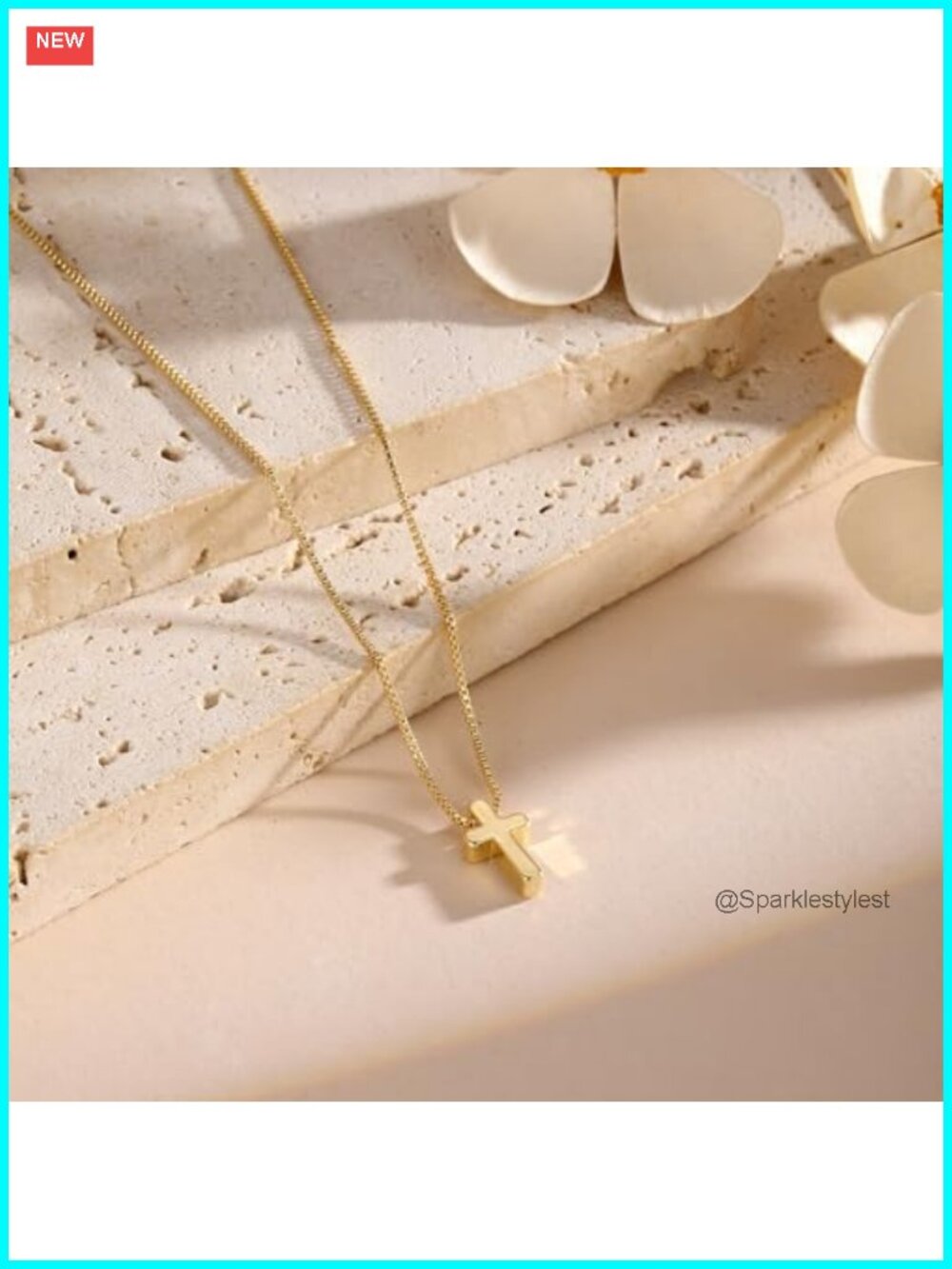 14K Gold Plated Cross Necklace Adjustable 16-18" Dainty Faith Jewelry Gift - Picture 4 of 6